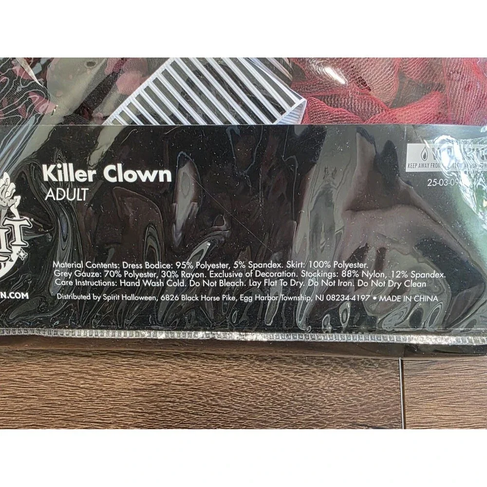 NEW Killer Clown Costume Adult Womens S M 2-8 Teen Spirit Halloween 3 pc Cosplay - Picture 10 of 13